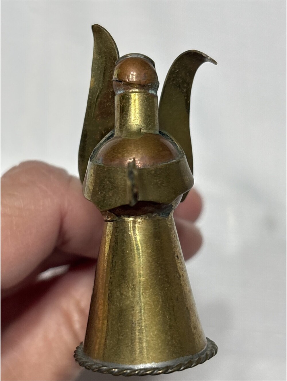 VINTAGE Brass & Copper Praying Angel w/ Nun Habit & Wings Candle Snuffer